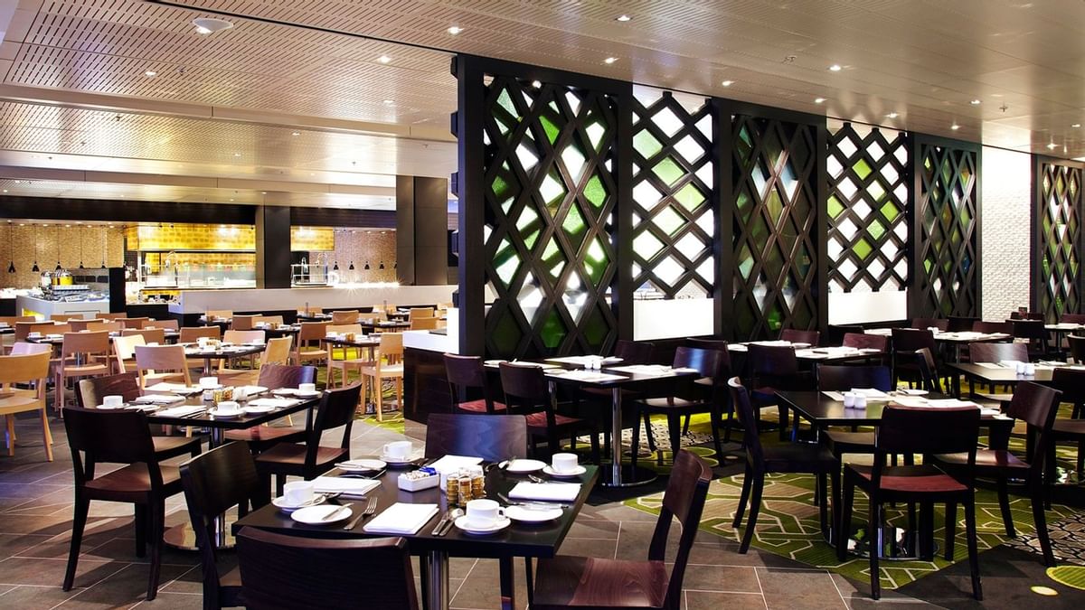 Dining tables arranged in Mesh at Crown Hotel Melbourne