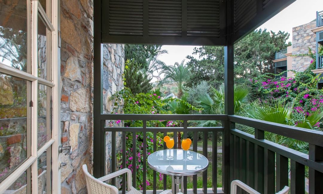 Drinks served on the balcony of Suites at Bodrum Imperial 