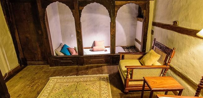 The Livingroom area in Heritage Suite at Serena Khaplu Palace