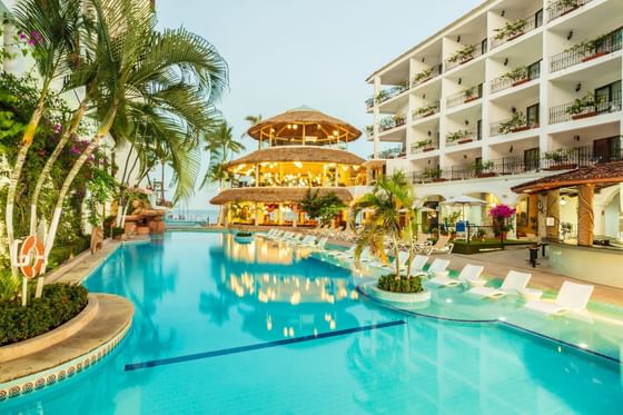 Sunbeds by the outdoor pool area at Casa Dona Susana