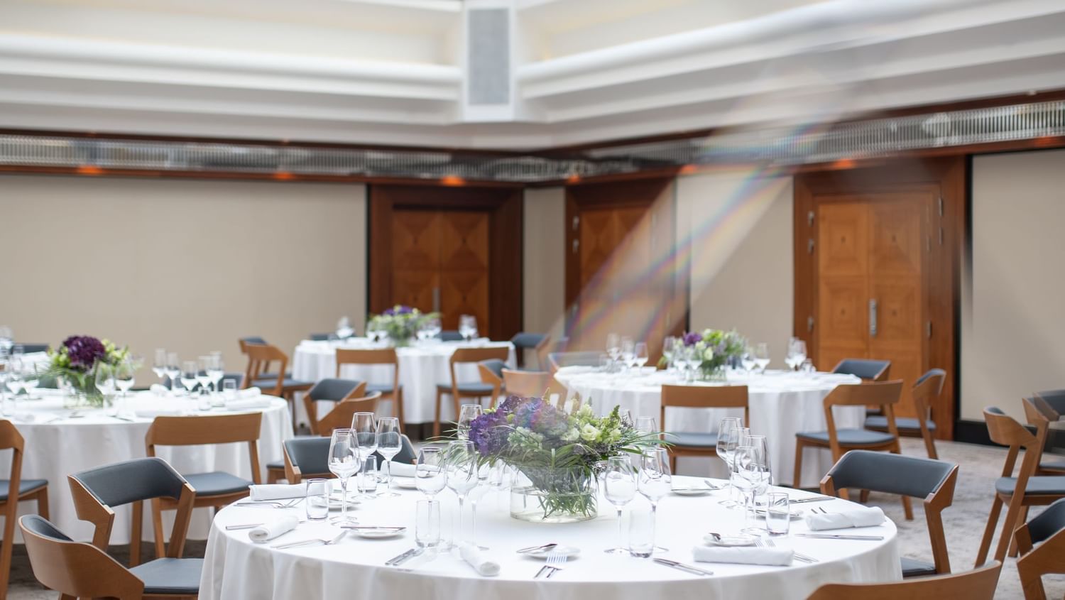 Flowers arranged on tables for an event at Almanac X Alcron Prague, Luxury hotels Prague