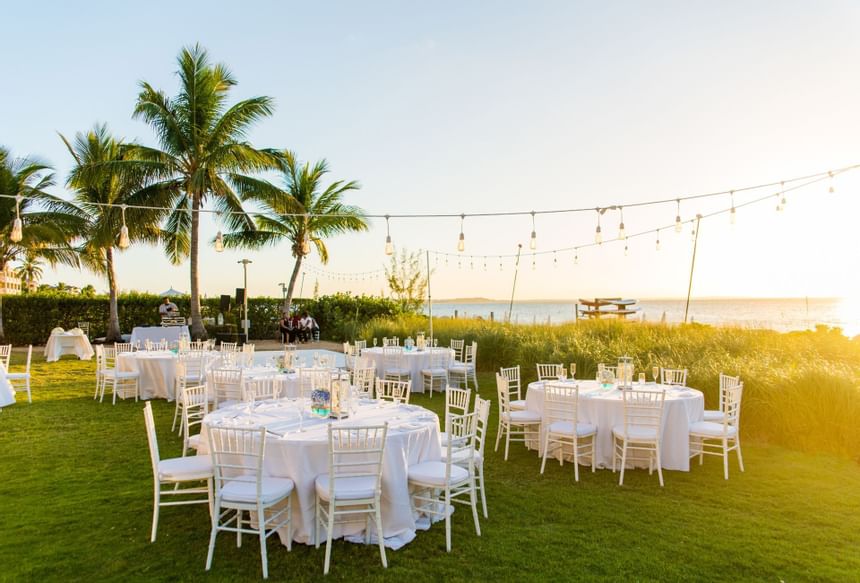 Table set-up for an outdoor event at The Somerset on Grace Bay