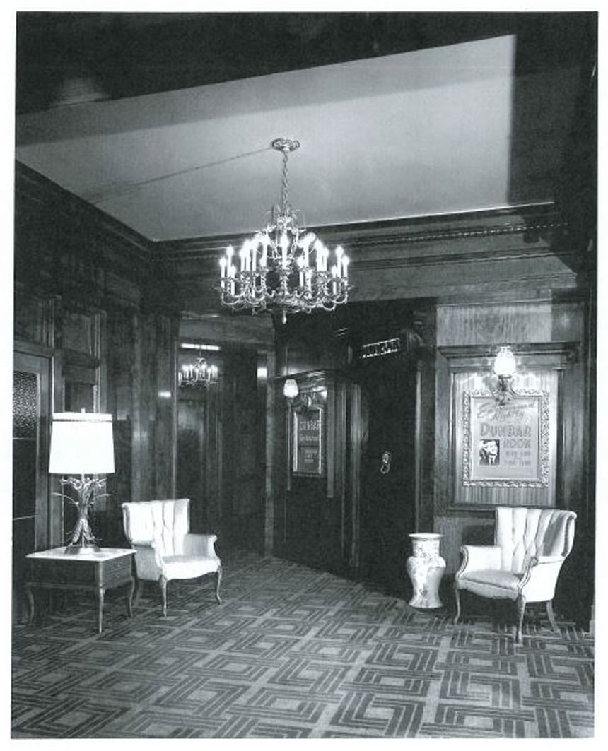 Vintage image of the lobby lounge area at Hotel Sorrento