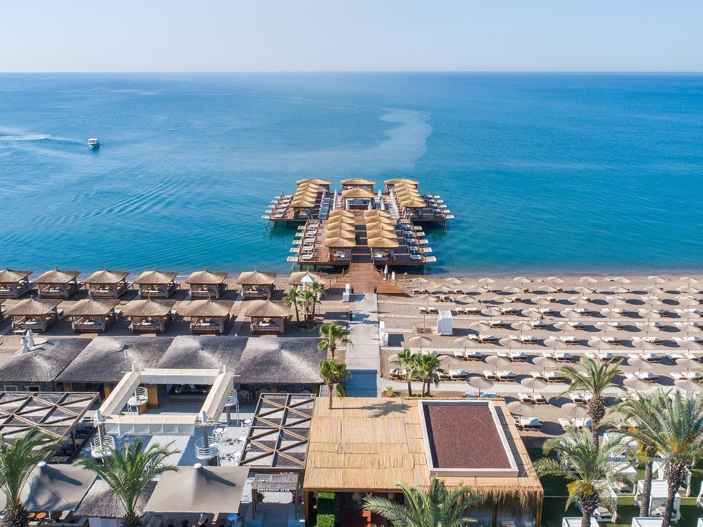 Aerial view of Beach Cabanas overlooking the Beach Lara near Titanic Deluxe Lara
