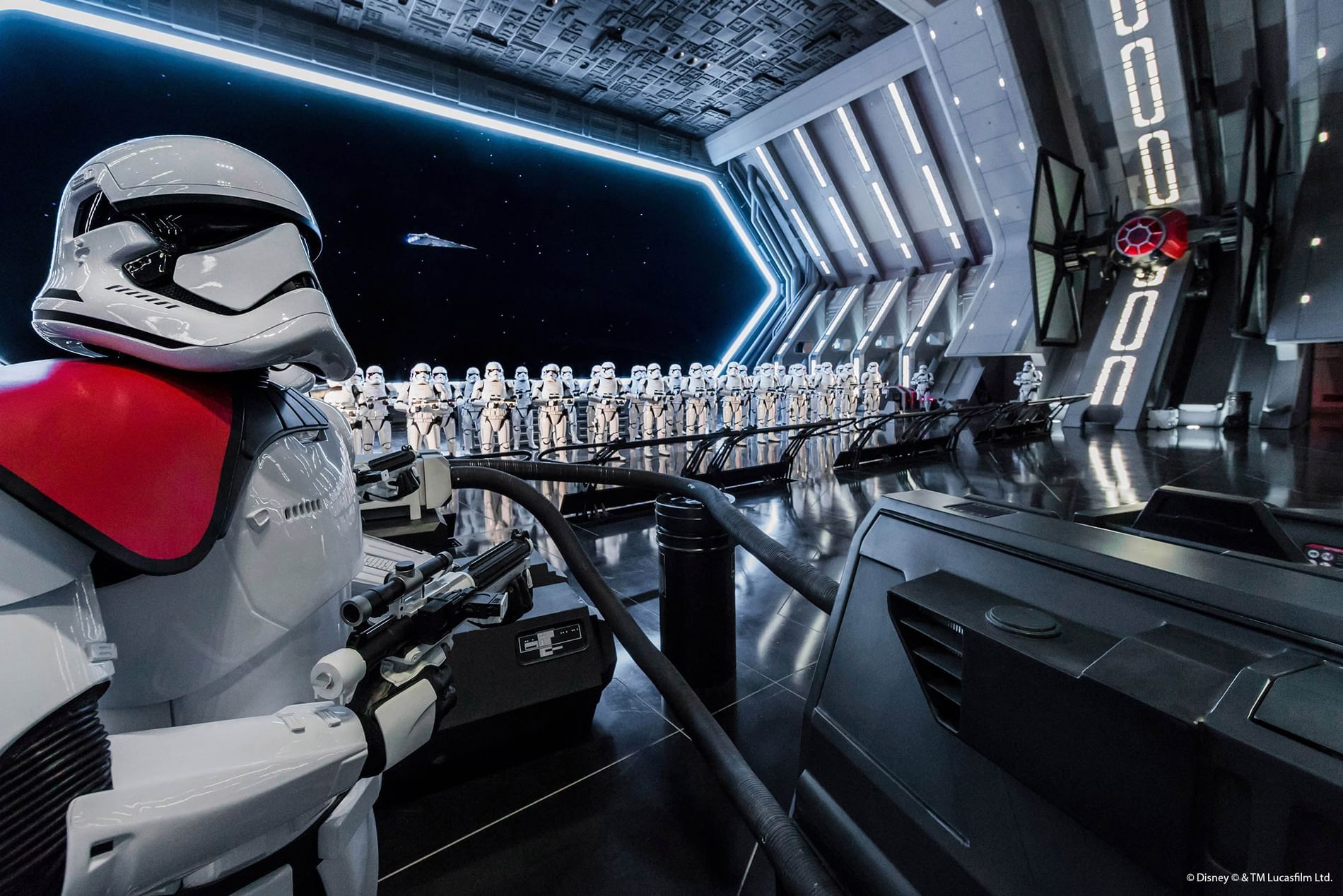 Stormtroopers lined up in a spaceship in Disney's Hollywood Studios near Lake Buena Vista Resort Village & Spa