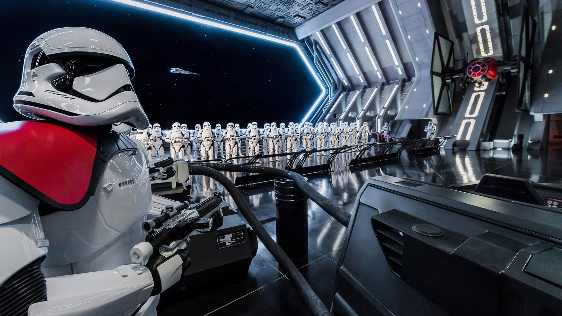 Stormtroopers lined up in a spaceship in Disney's Hollywood Studios near Lake Buena Vista Resort Village & Spa