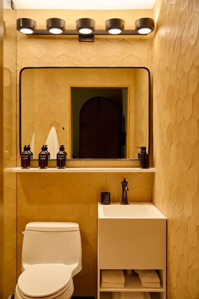 Interior of a bathroom with amenities at Esme Miami Beach