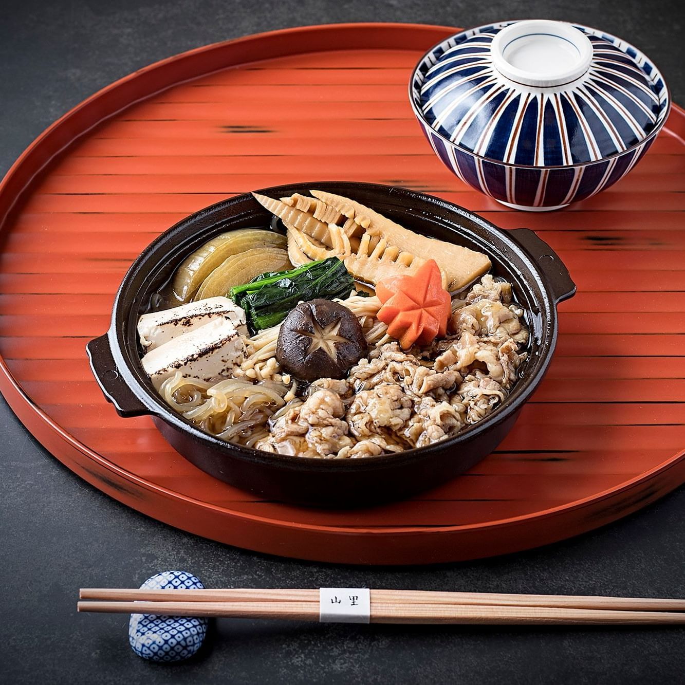 Closeup on a dish served in sukiyaki at Hotel Okura Manila