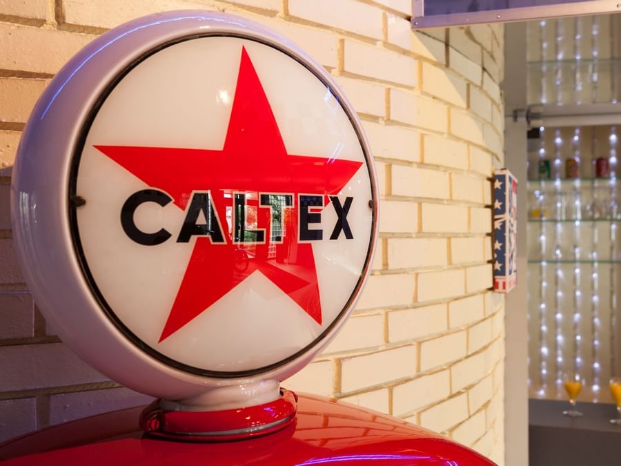 Close up on Caltex logo at Hotel Rennes West