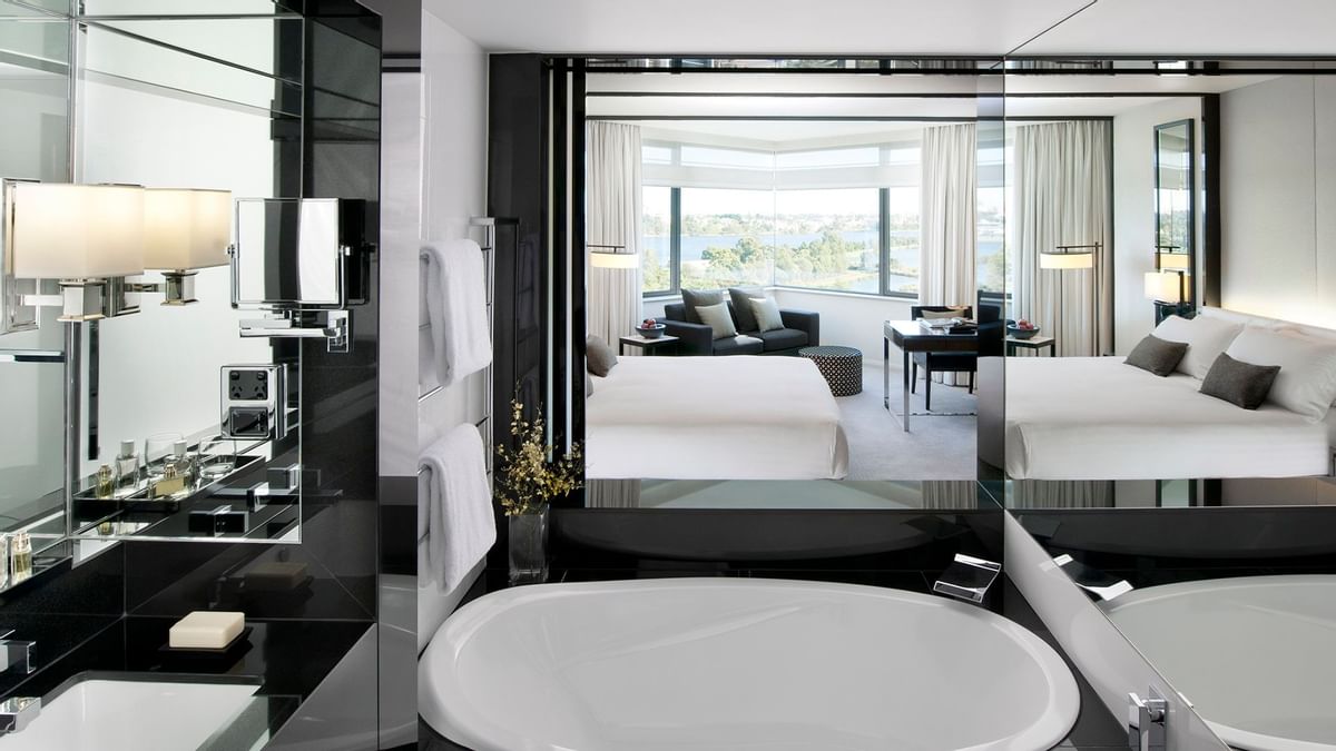 Bathroom Vanity & Mirror in Luxe King at Crown Metropol Perth