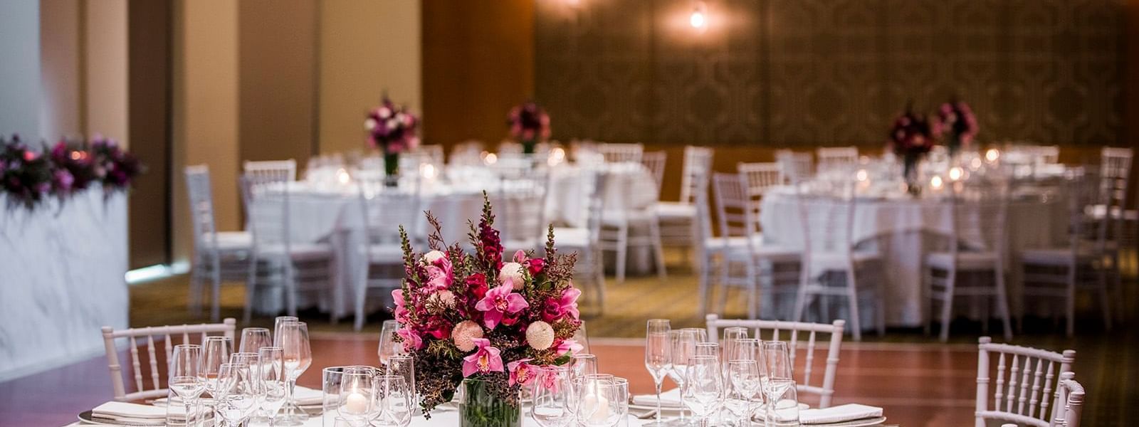 Banquet set-up in Garden Room at Crown Hotel Melbourne
