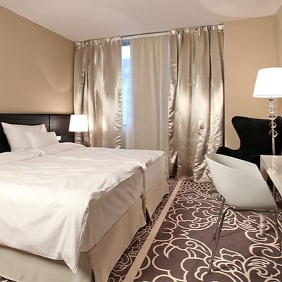 Double beds in Superior Room at Falkensteiner Hotel Belgrade