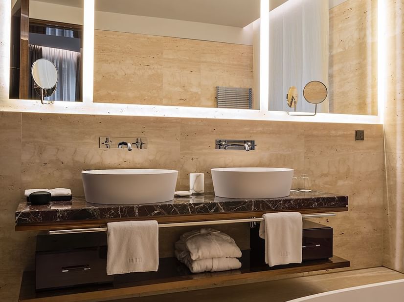 Bathroom interior in Junior Suite 7 at Fendi Private Suites