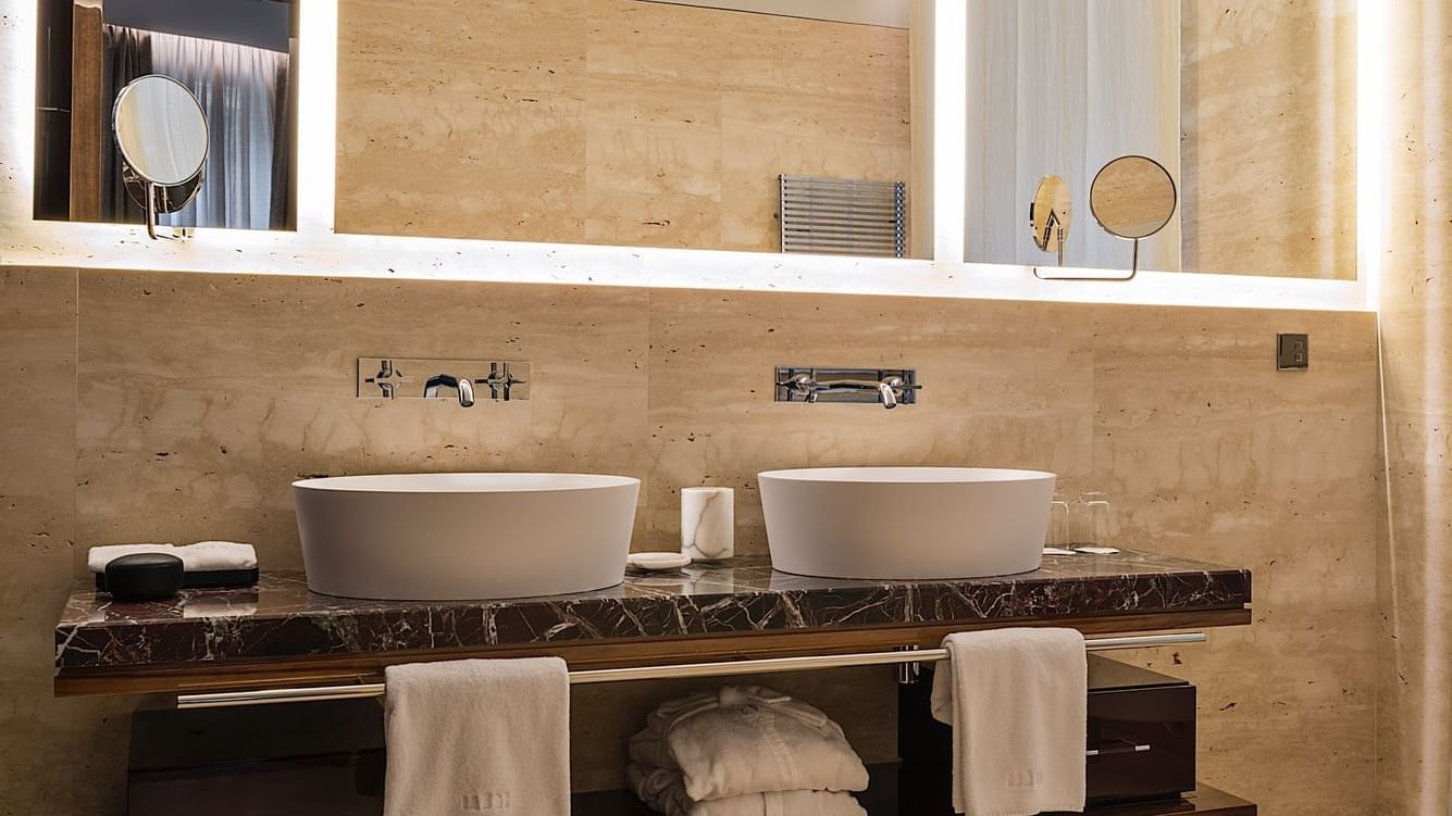 Bathroom interior in Junior Suite 7 at Fendi Private Suites