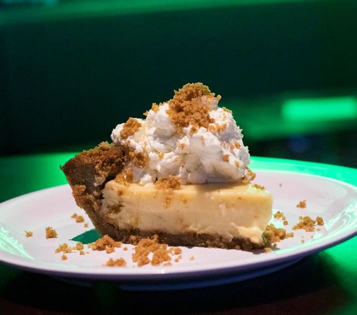 Portion of key lime pie served at Clevelander South Beach