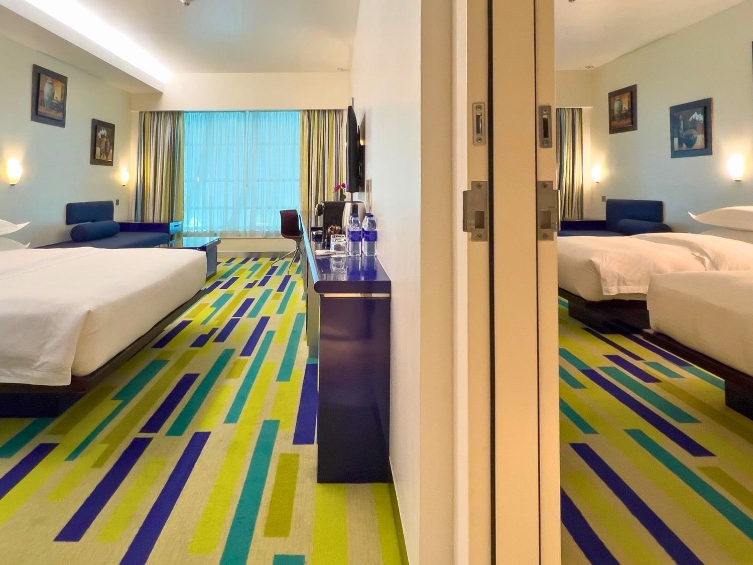 Double beds in Family Room at Dubai International Hotel