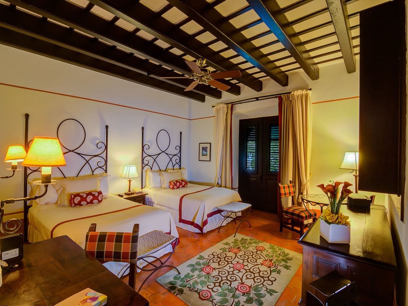 Twin beds in Double Vista Room at Hotel El Convento