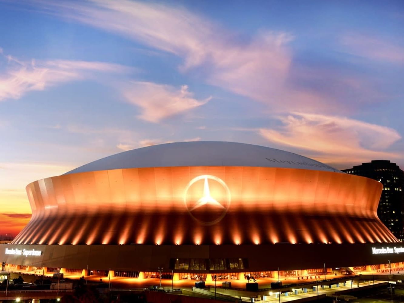Exterior view of the Superdome near the hotel