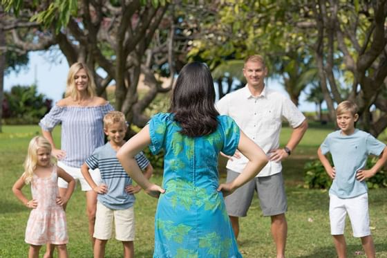 Family learning Hula at Ka'anapali Beach Hotel Hawaii