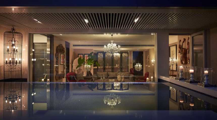 The Deluxe Lagoon Suite with a pool at Hotel Eclat Beijing