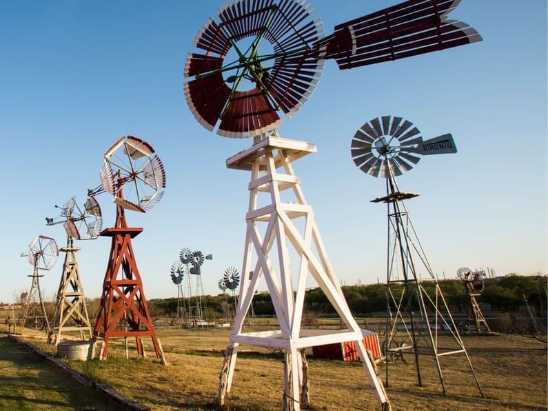 Windmills at American Windmill Museum near MCM Hotel Lubbock