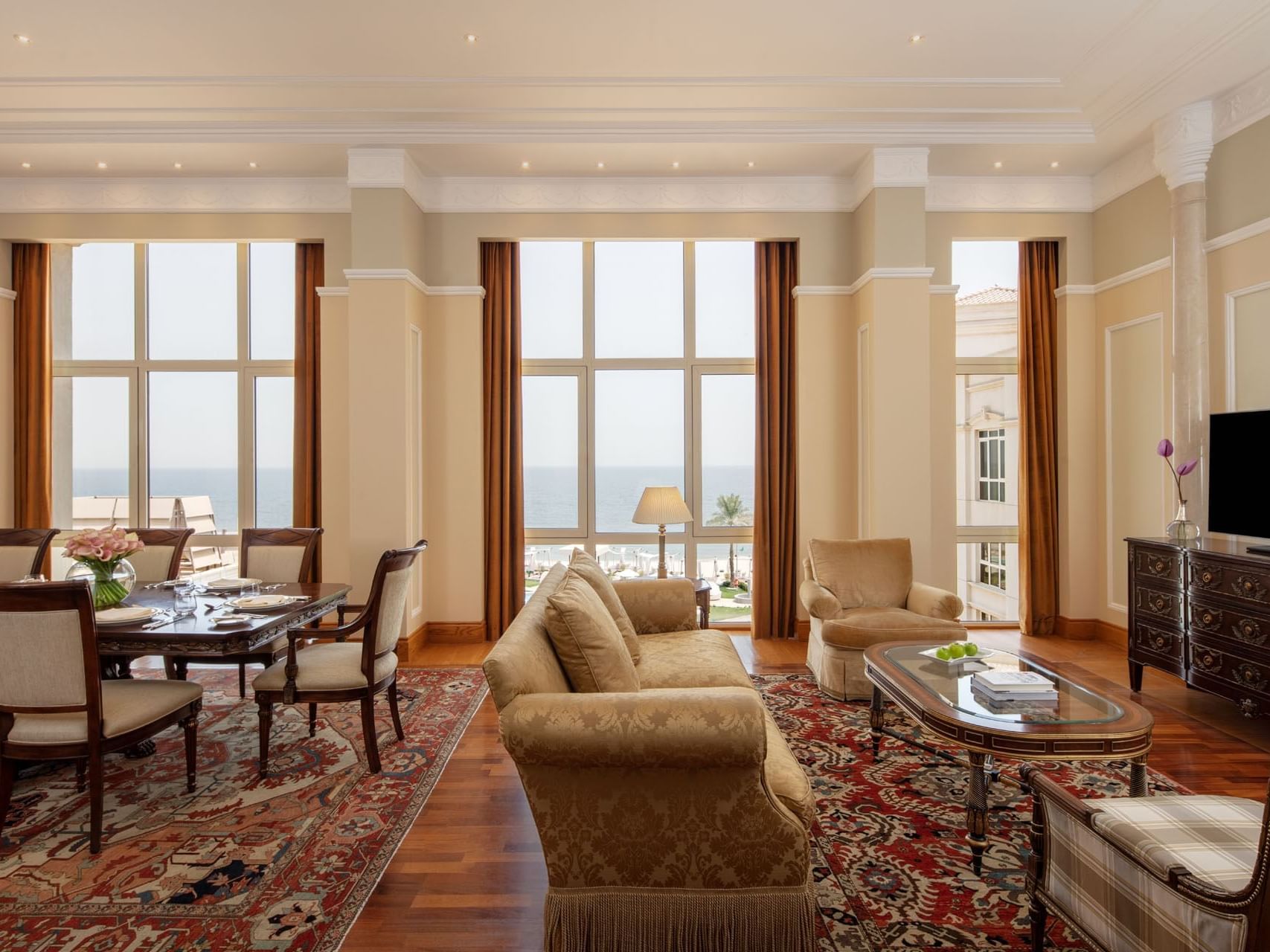 Living & dining areas in Abdul Razzaq Suite, The Regency Hotel