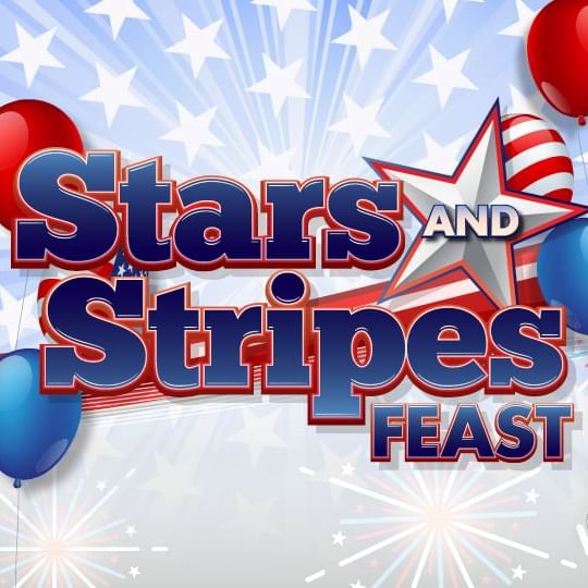 Stars and Stripes Feast Logo against a patriotic background