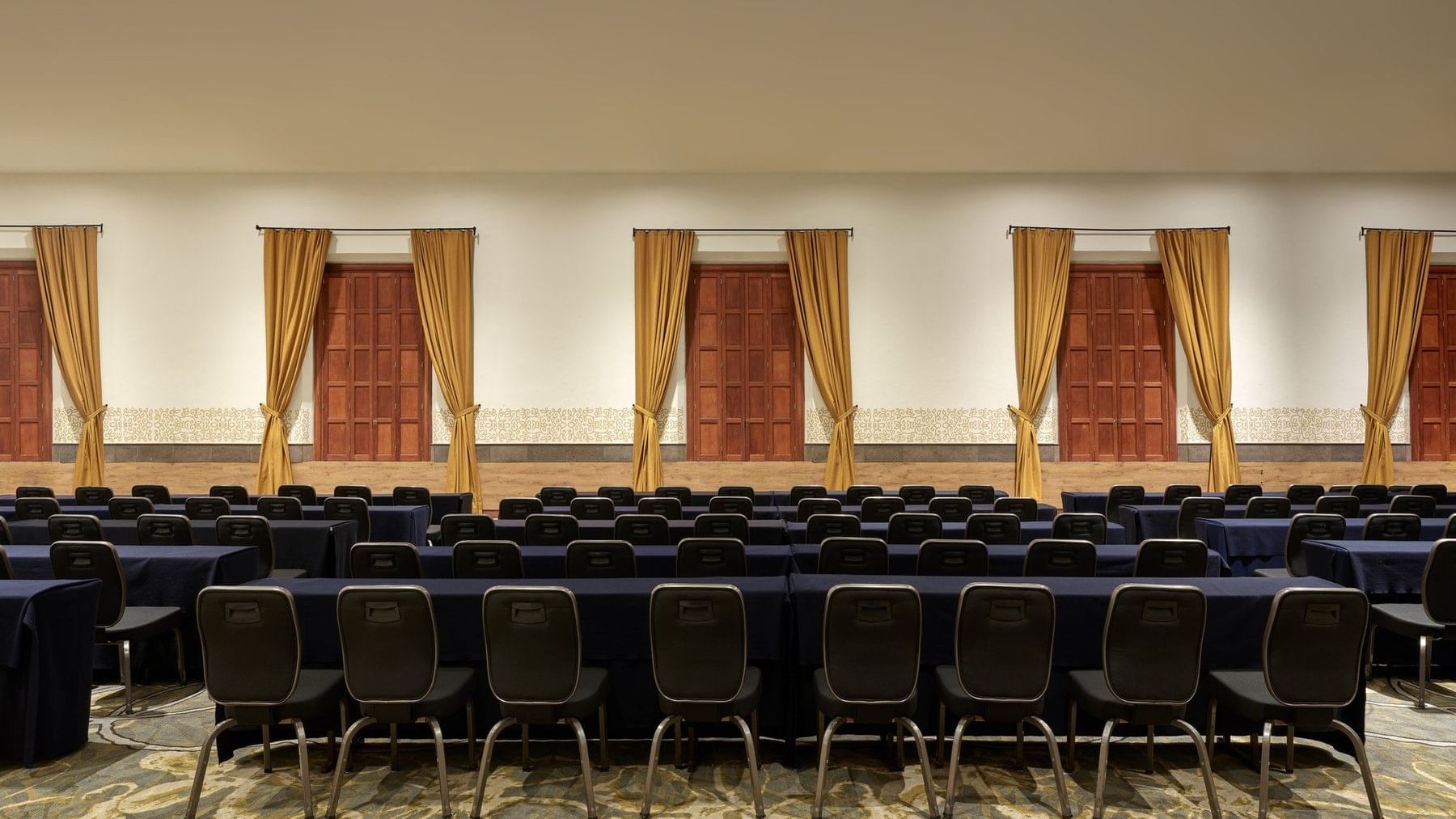 Classroom set-up in Gobernadores hall at FA Hacienda Galindo