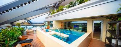 Outdoor pool of Deluxe Lagoon Suite at Hotel Eclat Beijing