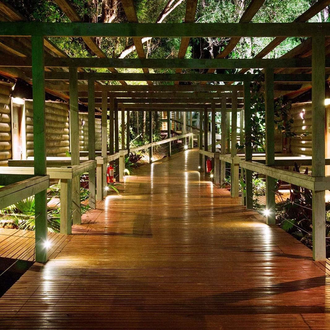 A wooden path way at La Cantera Lodge De Selva