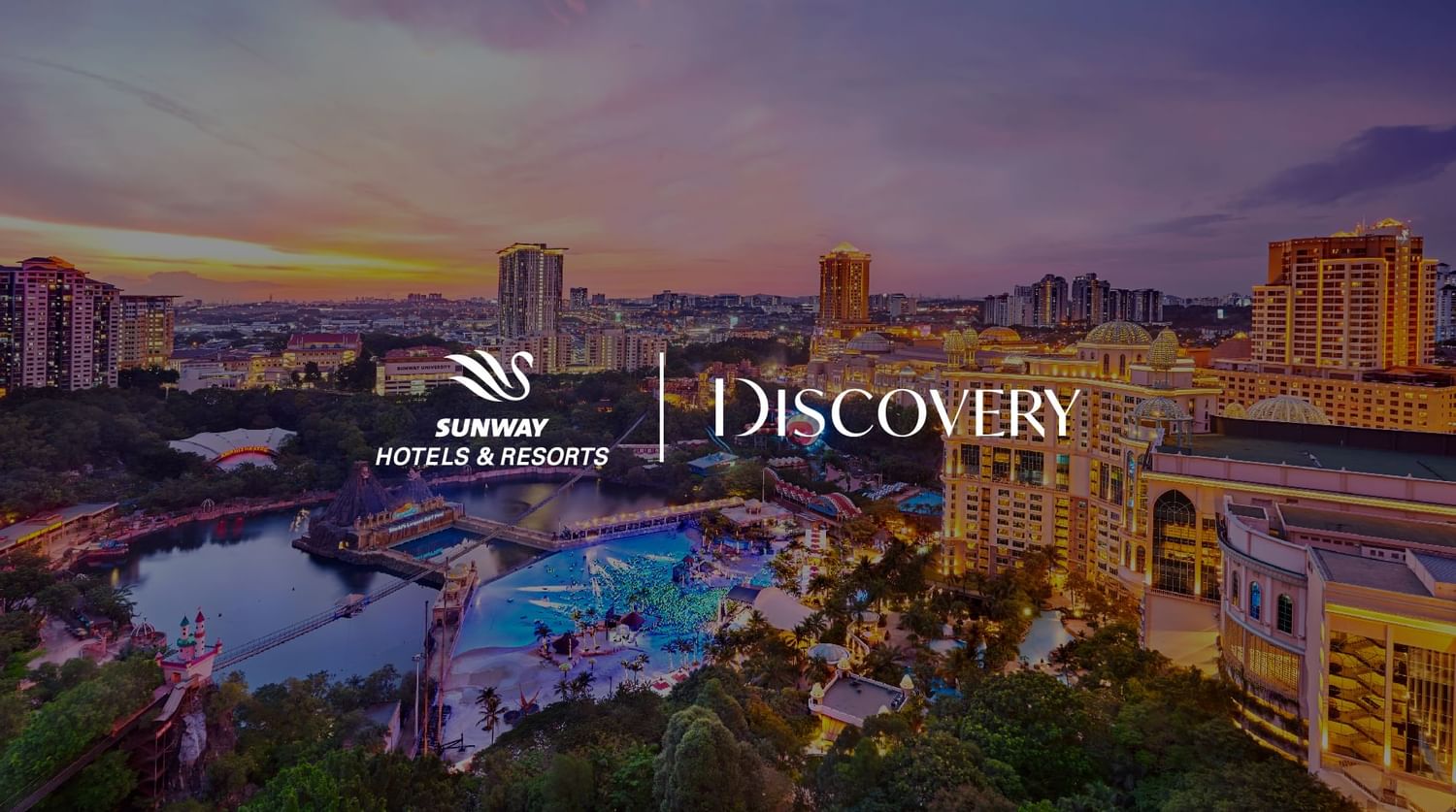 Discovery poster featuring panoramic sunset view of Sunway Hotels & Resorts