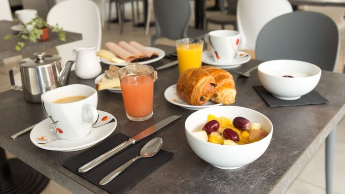 Fancy breakfast served at Hotel nevers centre gare