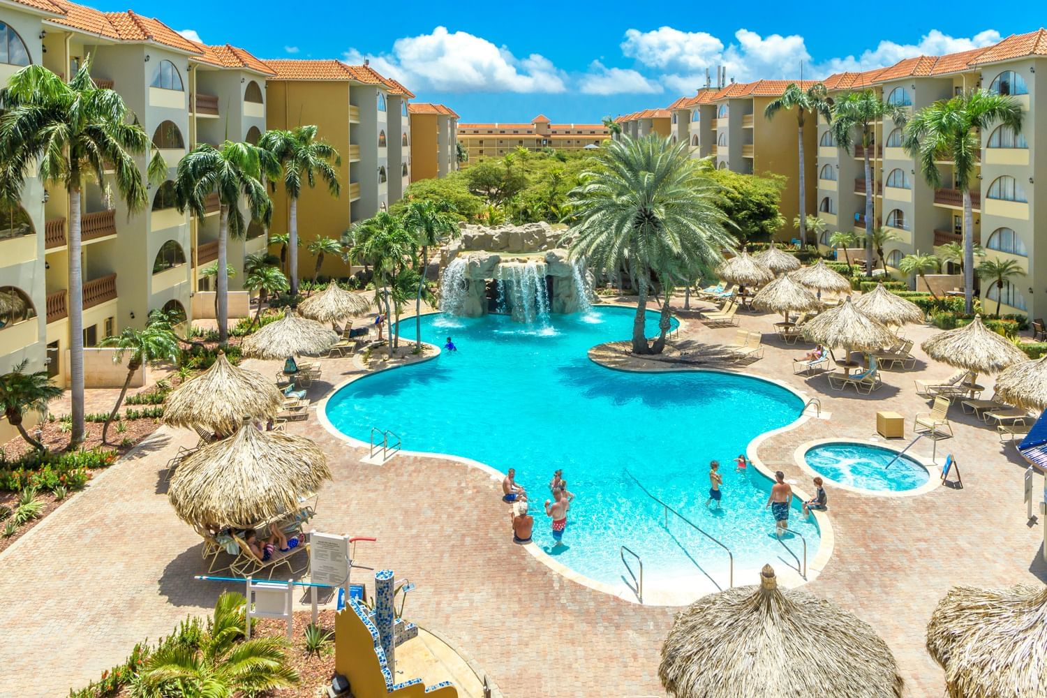 Aerial view of Waterfall Pool at Eagle Aruba Resort & Casino