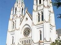 Aerial view of the Cathedral of St.John the Baptist near River Street Inn