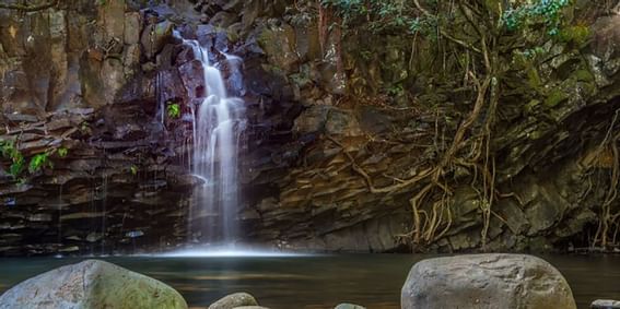 View of a waterfall near Ka'anapali Beach Hotel Hawaii