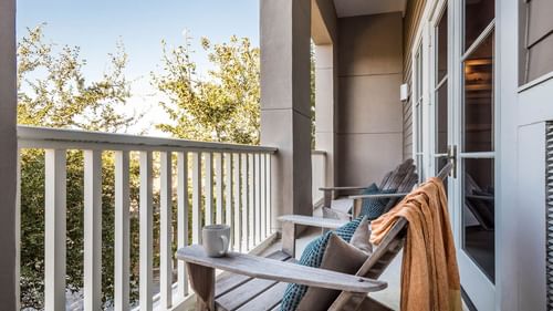 Balcony lounge area in Premium Resort suite at Watersound Inn