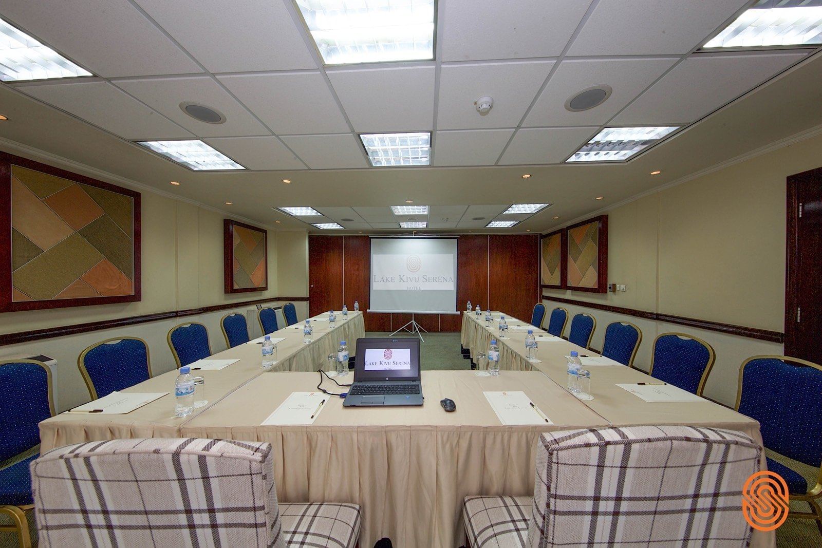 A Table setup in the Meeting room at Lake kivu Serena Hotel
