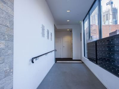 Hallway with mailboxes