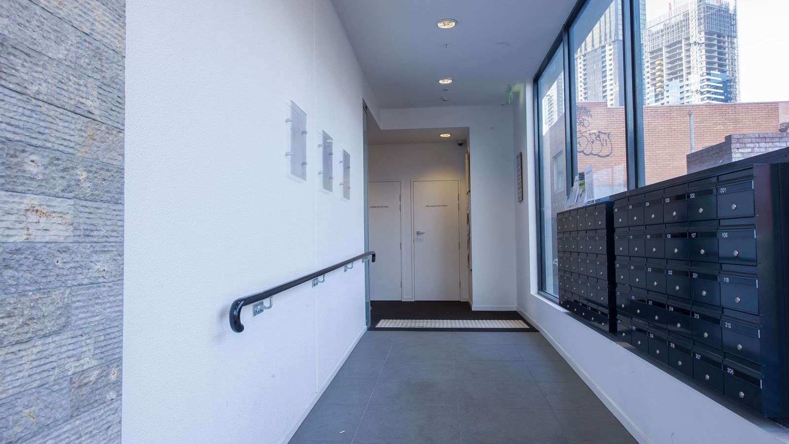 Hallway with mailboxes
