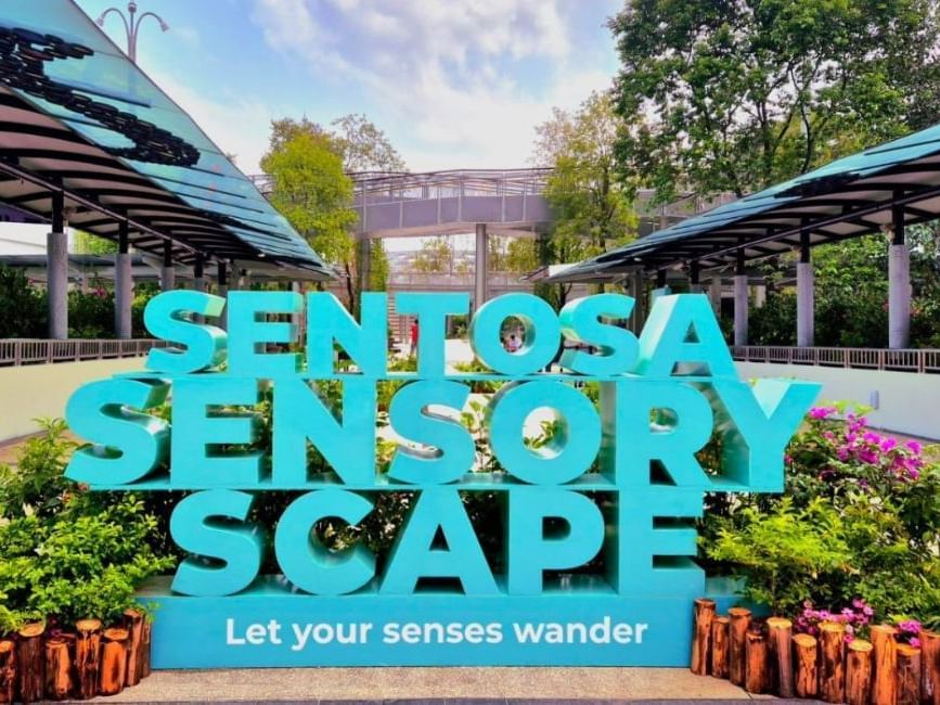 Sign board of Sentosa Sensory Scape in Sentosa Island near Nostalgia Hotel Singapore