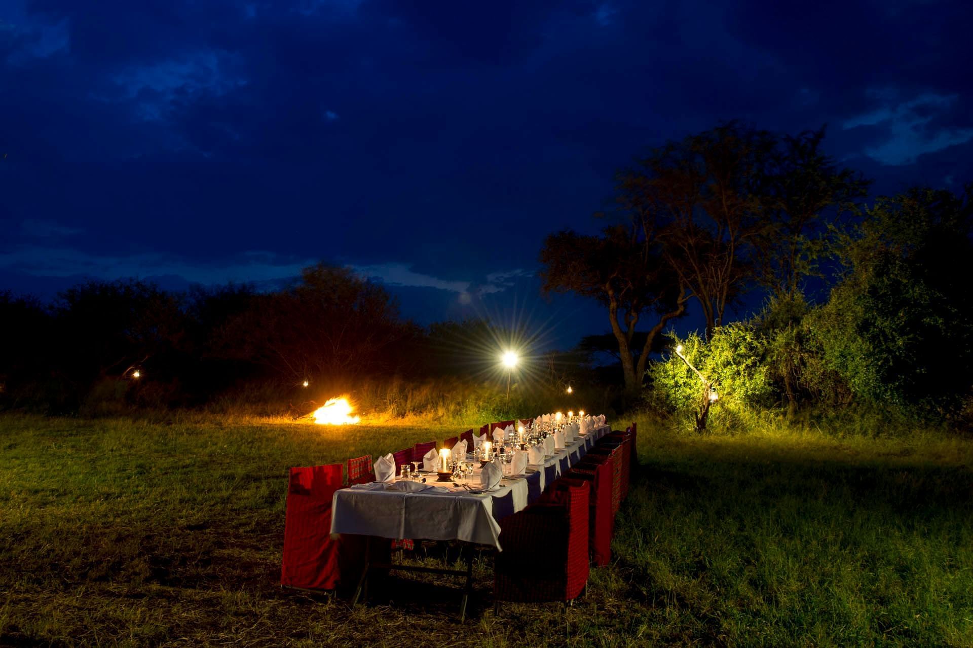 A Bush Dinner dining area at Serengeti Serena Safari Lodge