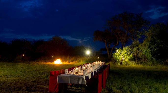 A Bush Dinner dining area at Serengeti Serena Safari Lodge