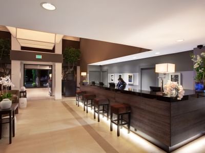 Reception counter on the entrance at Luxe Sunset Boulevard
