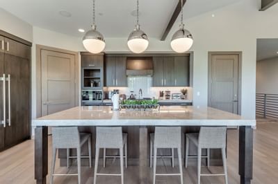 Kitchenette with modern interior & decor in an apartment at Stein Eriksen Residences