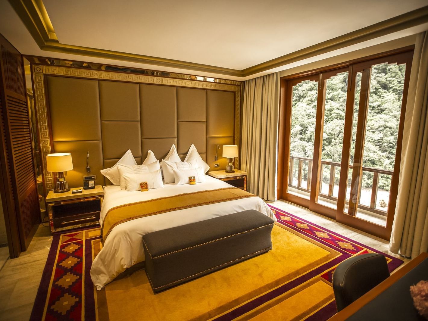 Imperial Suite with river view with a kings bed at Hotel Sumaq