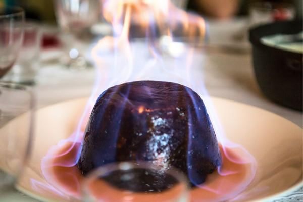 Christmas pudding with brandy