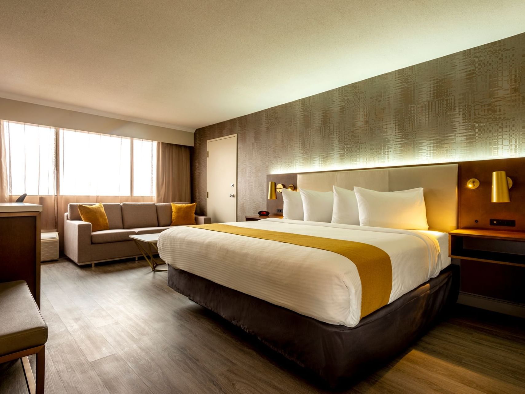 Bedroom arrangement in Gold Room at Atlantica Hotel Halifax