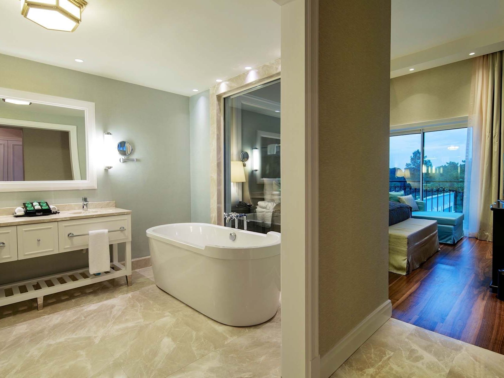 Bedroom with bathroom in Superior Villa at Titanic Deluxe Golf Belek