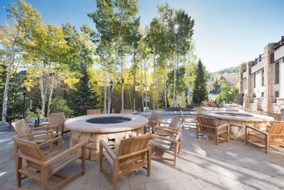 Firepits at Champions Plaza in Stein Eriksen Lodge