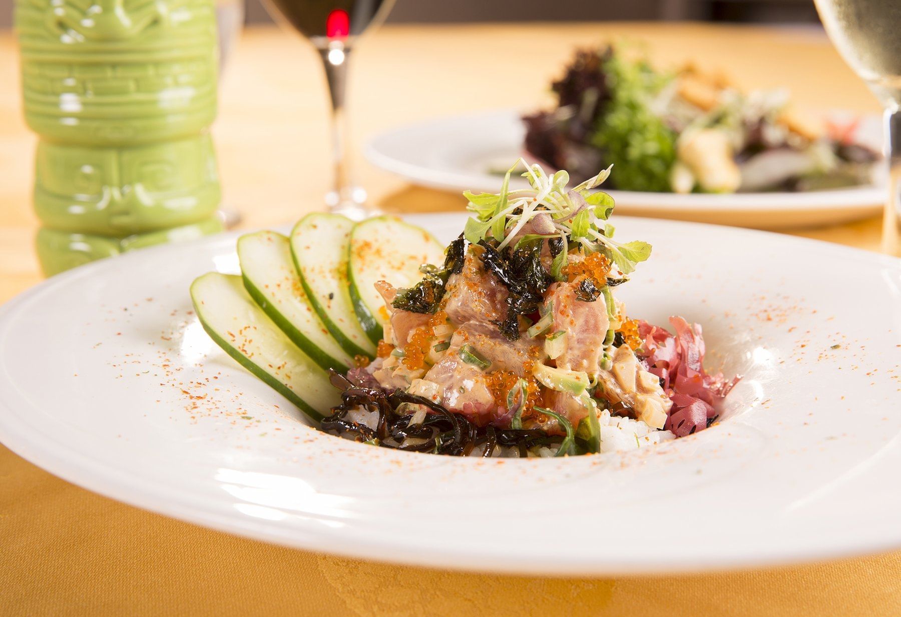 A Tikiterrace poke bowl served at Ka'anapali Beach Hotel Hawaii